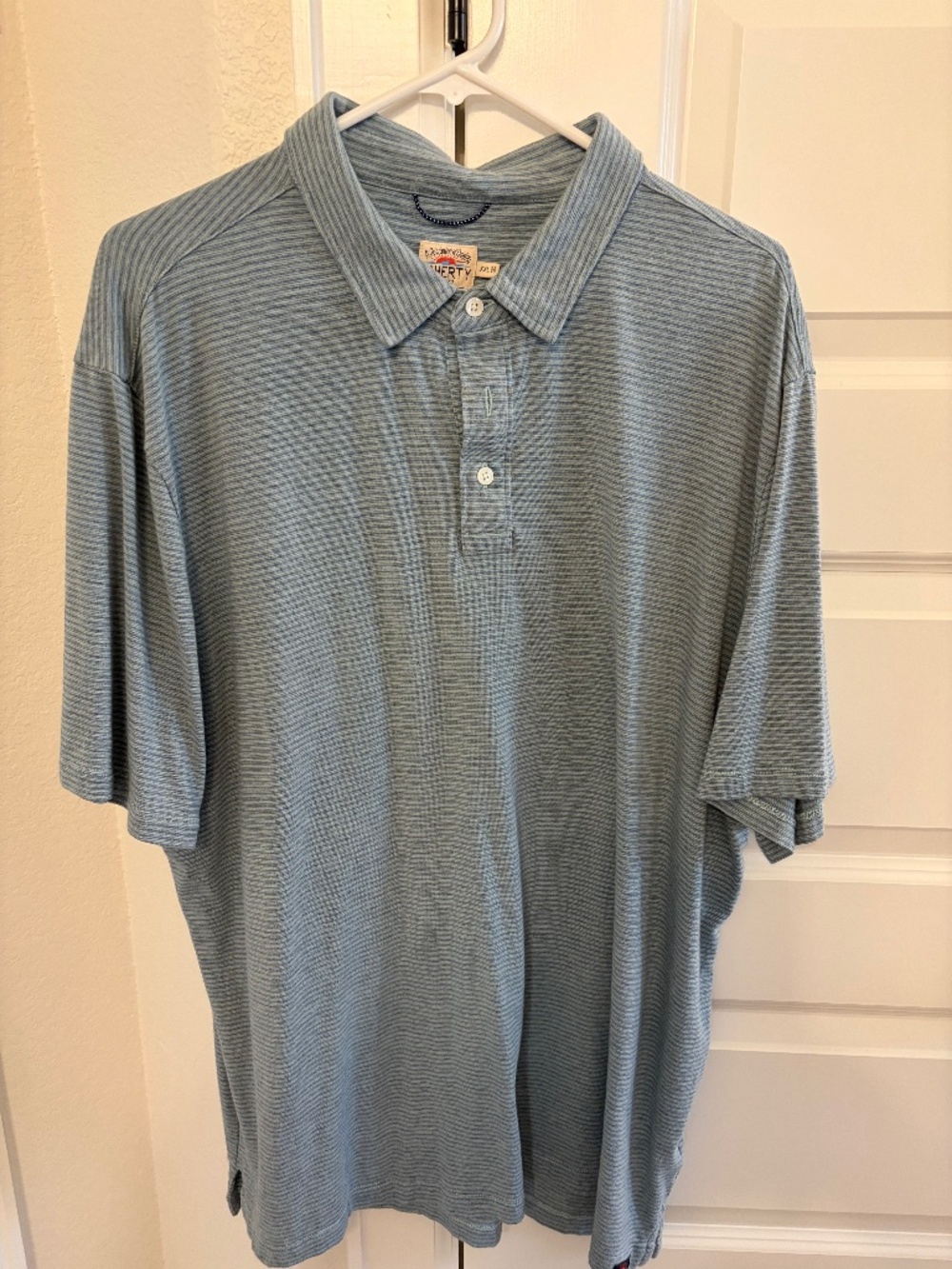 Faherty Men’s XXL Blue Stripe Stretch Polo Shirt Cotton Modal